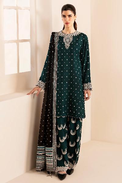 Baroque Chiffon Suit-Green-Chiffon-Aarasta