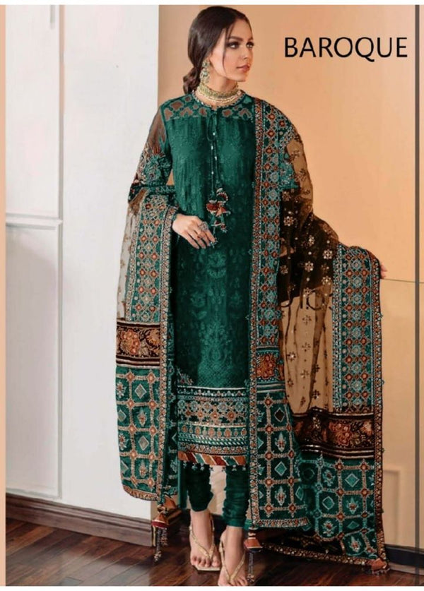 Baroque Organza Suit-Green-Organza-Aarasta