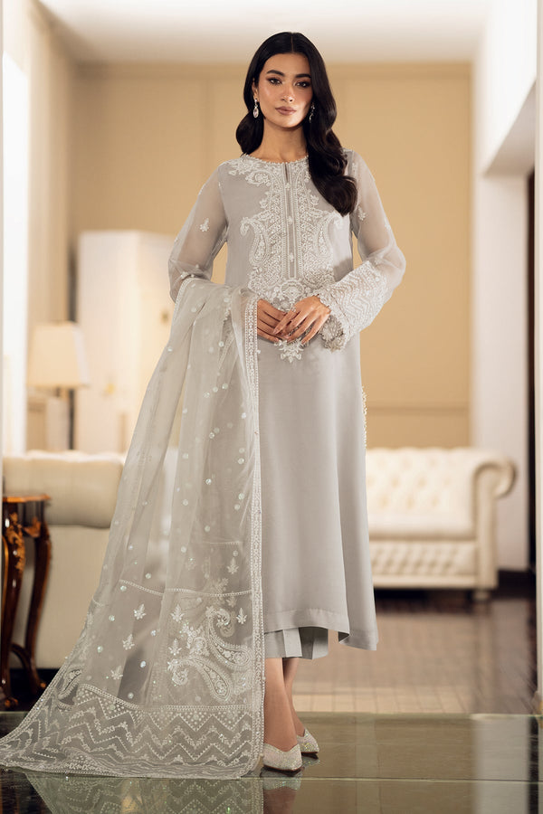 Baroque Chiffon Suit-Grey-Chiffon-Aarasta