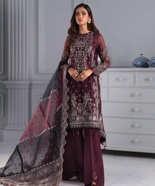 Jazmin Organza Suit-Maroon-Organza-Aarasta