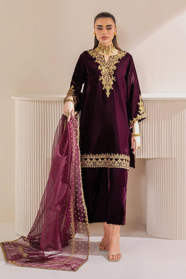 Baroque Velvet Suit-Maroon-Velvet-Aarasta