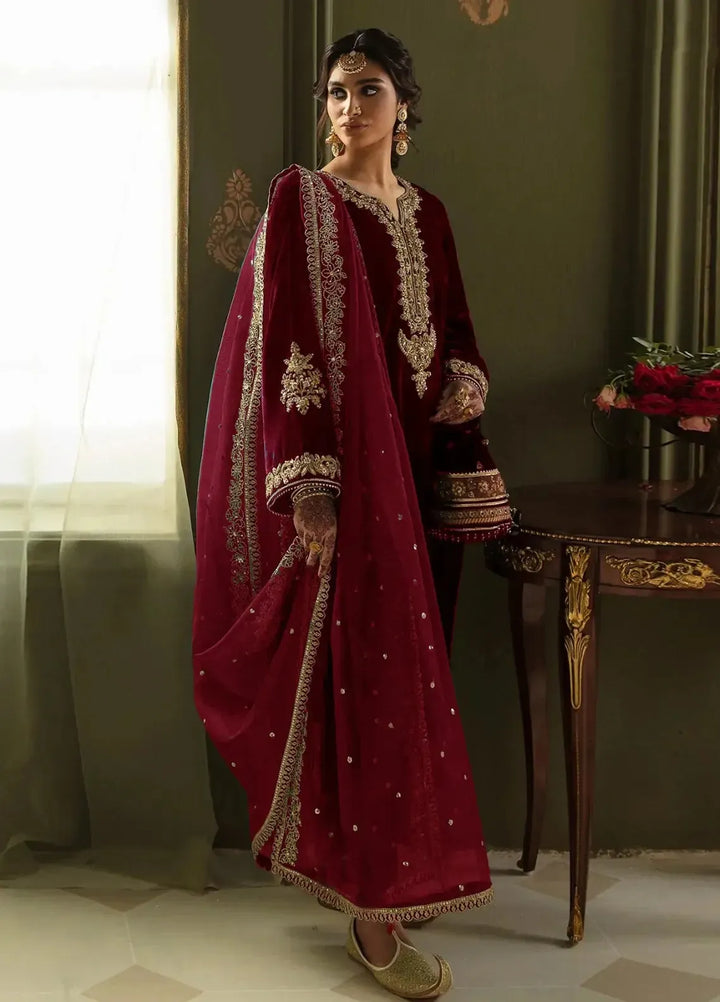 Baroque Velvet Suit-Maroon-Velvet-Aarasta