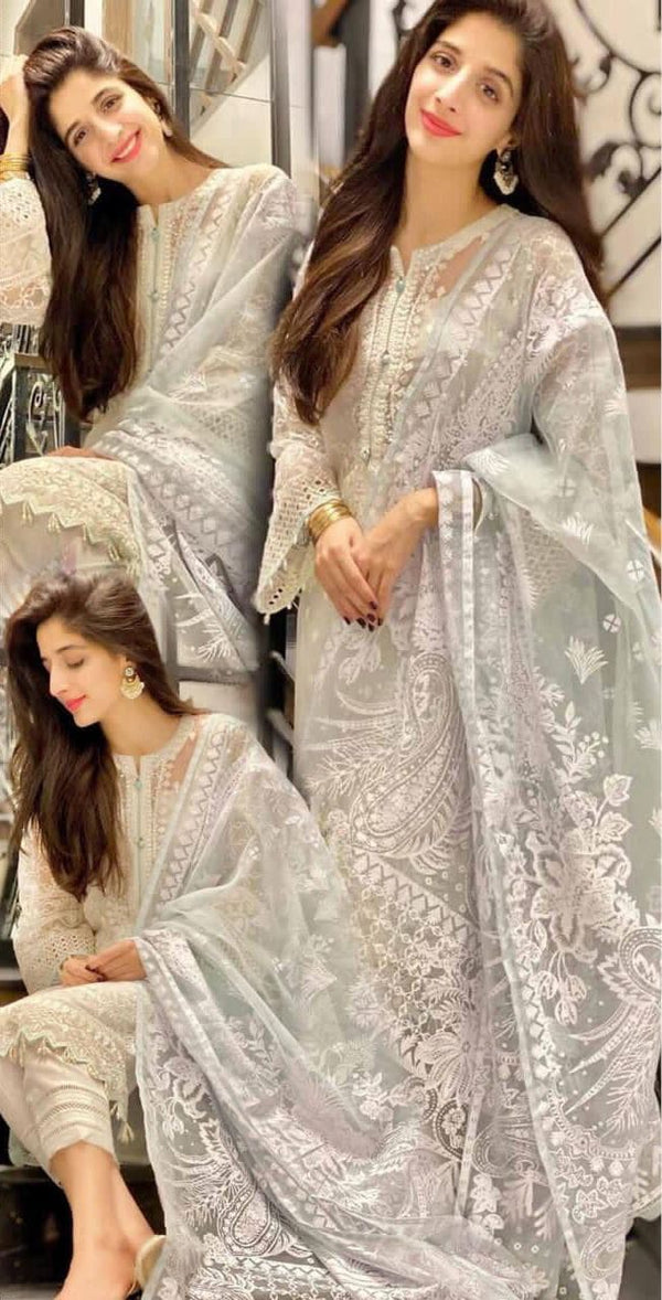 Jazmin Organza Suit-Off White-Organza-Aarasta