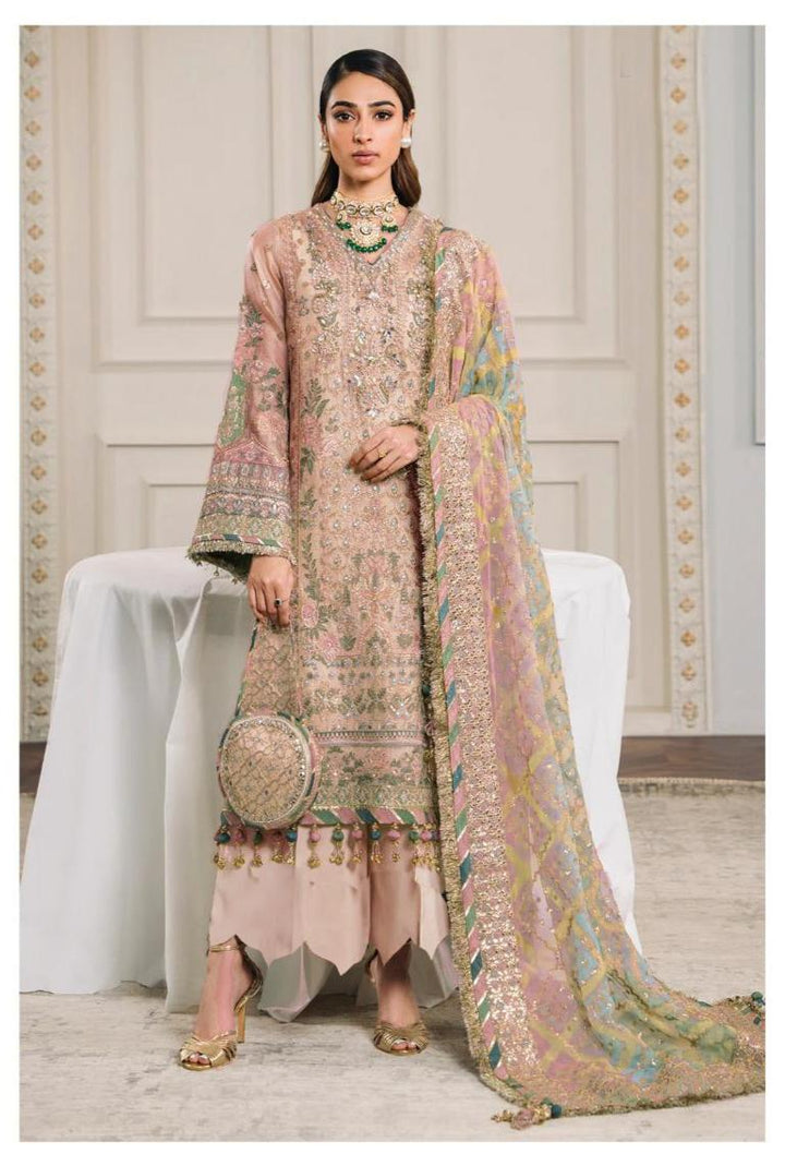 Baroque Organza Suit-Peach-Organza-Aarasta