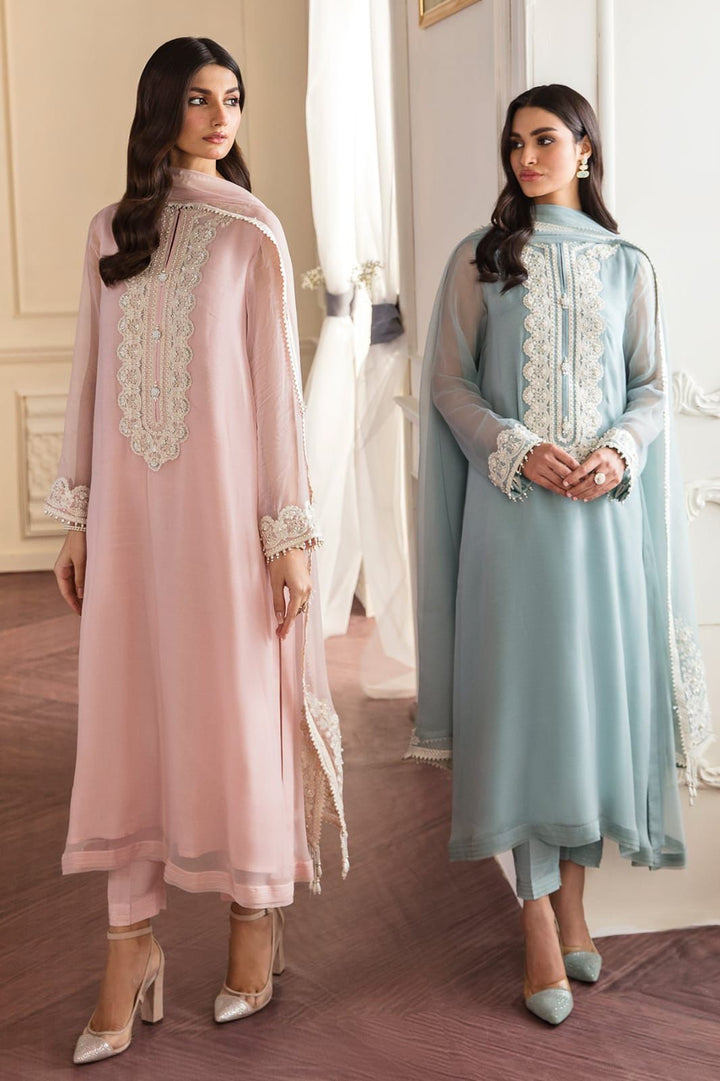 Baroque Chiffon Suit-Pink-Chiffon-Aarasta