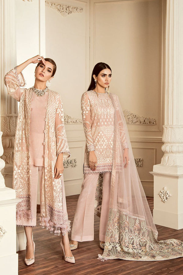 Baroque Chiffon Suit-Pink-Chiffon-Aarasta