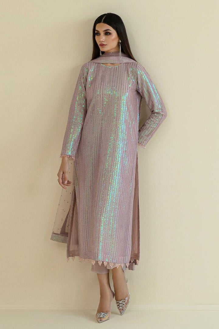 Baroque Chiffon Suit-Pink-Chiffon-Aarasta