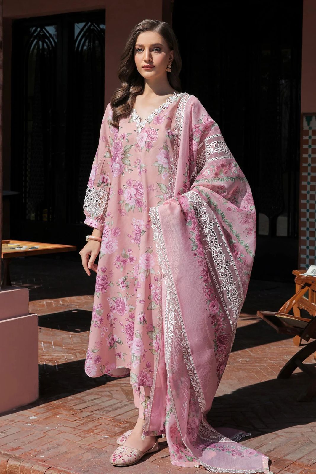Baroque Lawn Suit-Pink-Lawn-Lawn-Aarasta