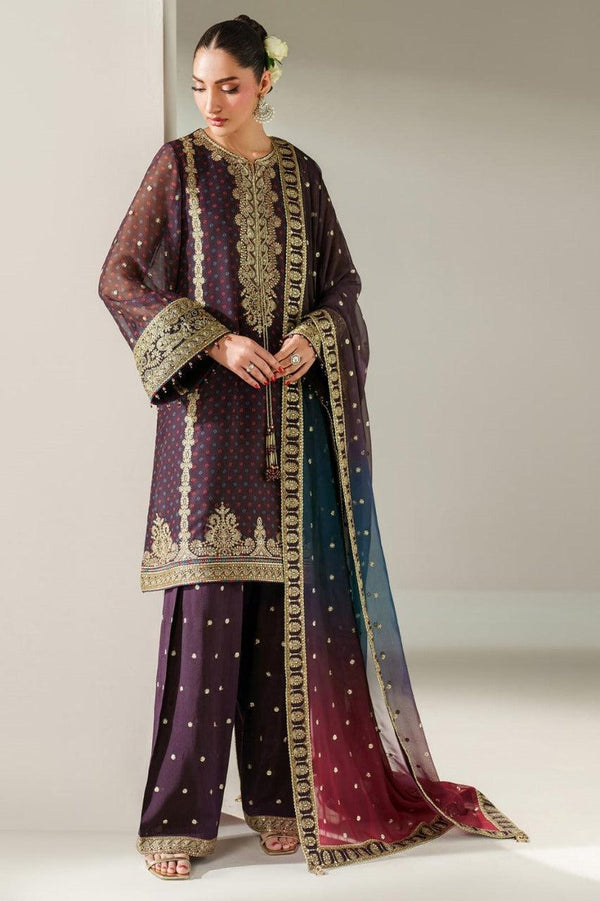 Jazmin Chiffon Suit-Purple-Chiffon-Aarasta