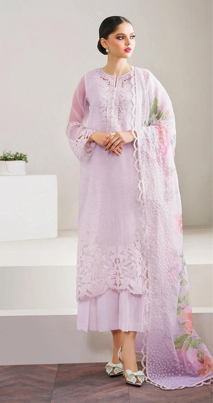 Baroque Organza Suit-Purple-Organza-Aarasta