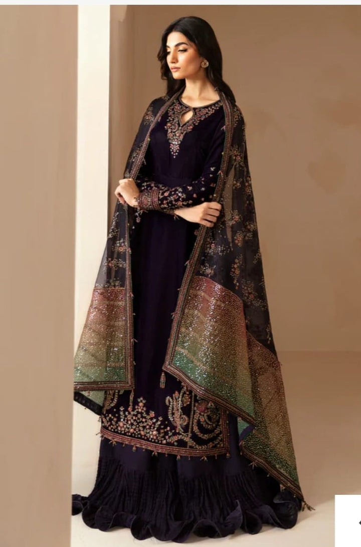 Jazmin Velvet Suit-Purple-Velvet-Aarasta