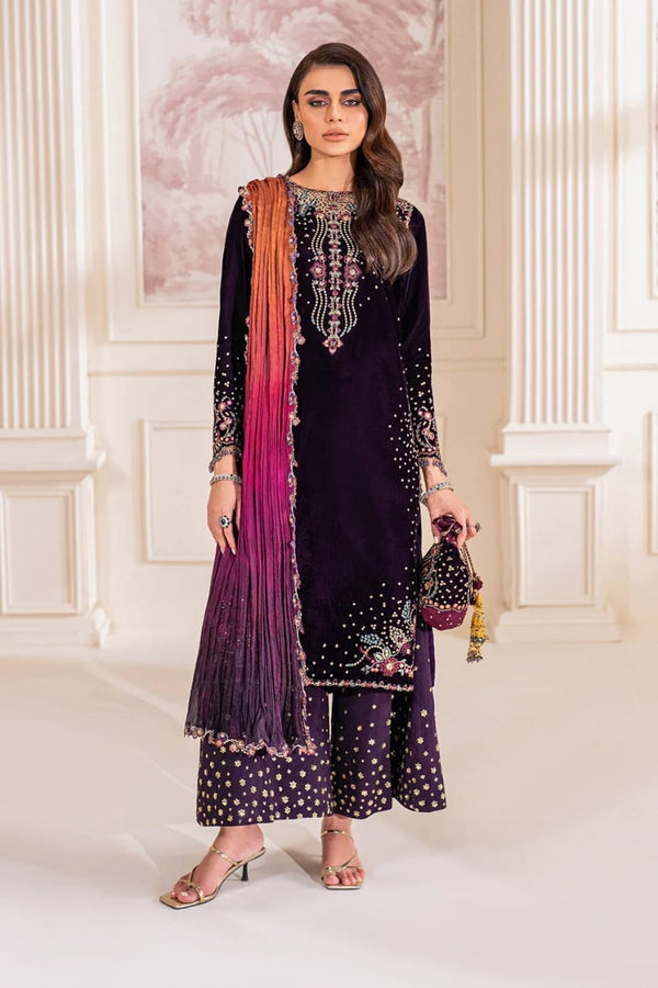 Baroque Velvet Suit-Purple-Velvet-Aarasta