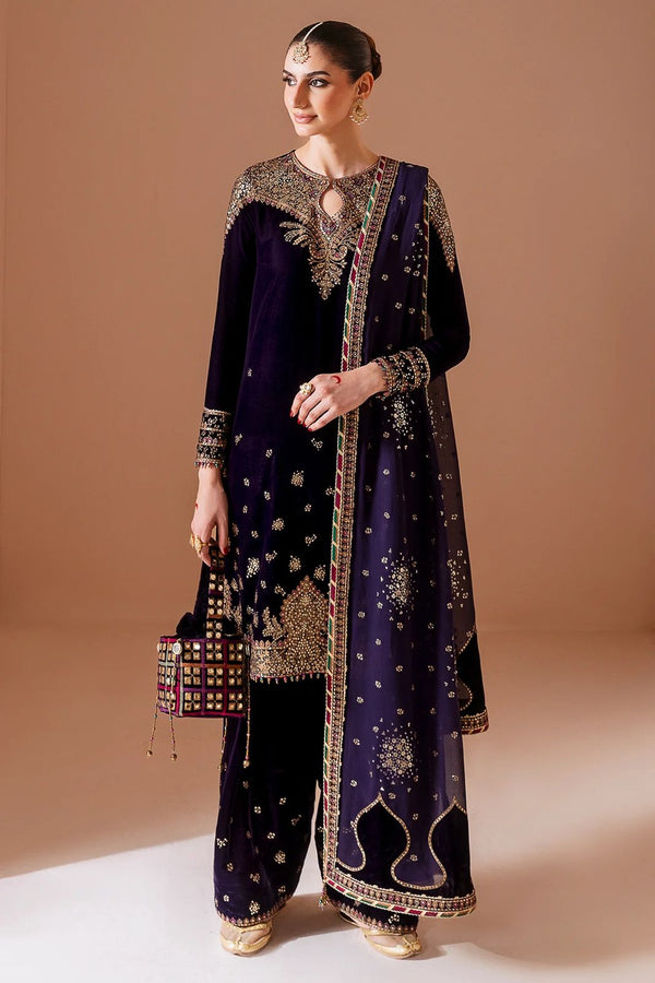 Jazmin Velvet Suit-Purple-Velvet-Aarasta