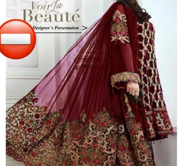 Baroque Jazmin Chiffon Suit-Red-Chiffon-Aarasta