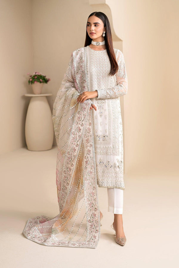 Baroque Chiffon Suit-White-Chiffon-Aarasta