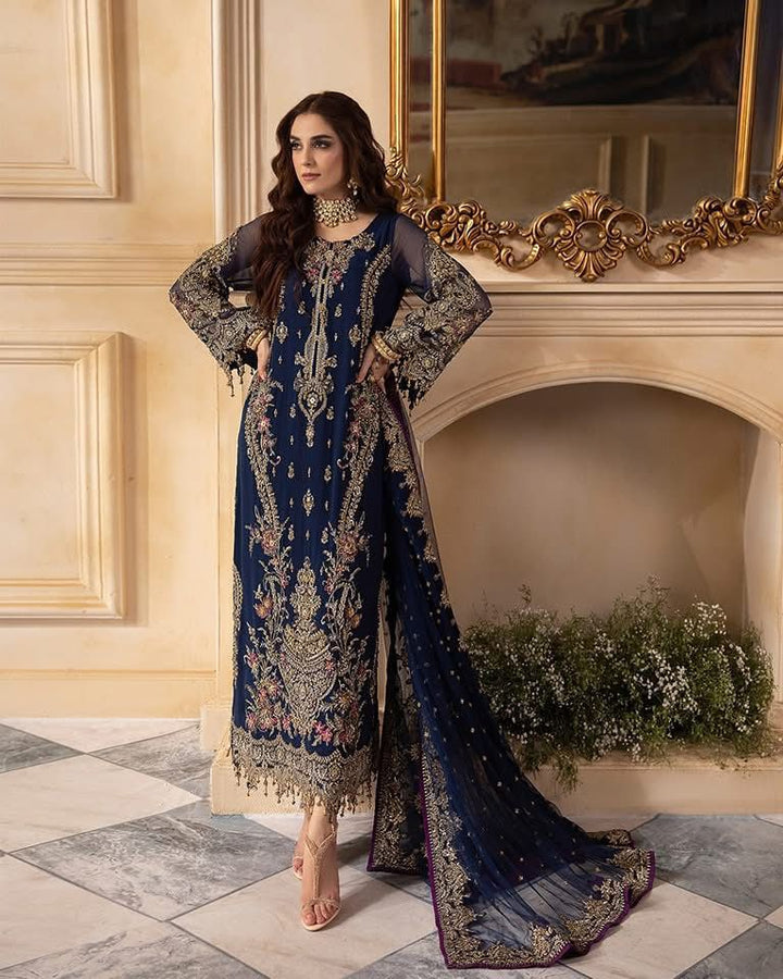 Charizma Chiffon Suit-Navy-Chiffon-Aarasta
