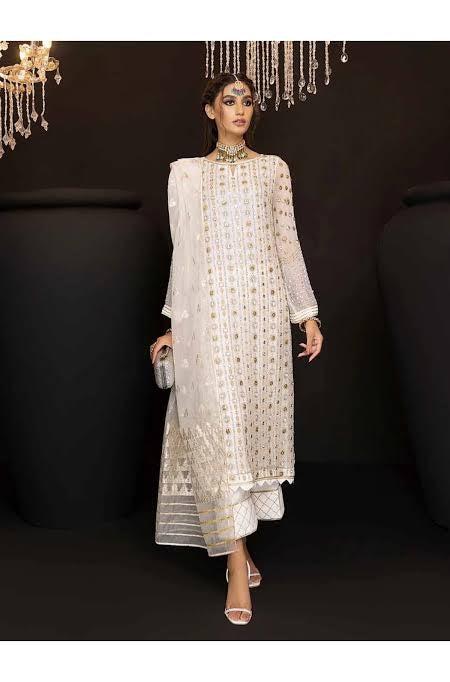 Charizma Chiffon Suit-White-Chiffon-Aarasta