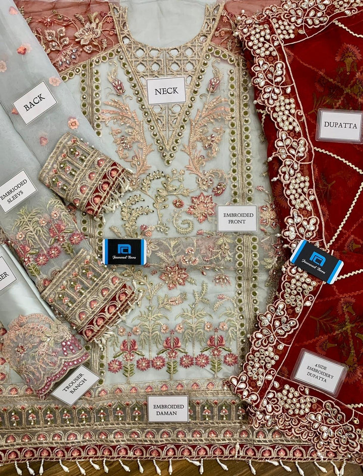 Crimson Organza Suit-Aarasta