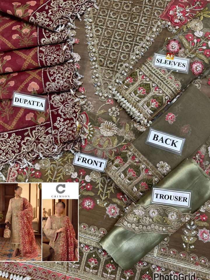 Crimson Organza Suit-Aarasta