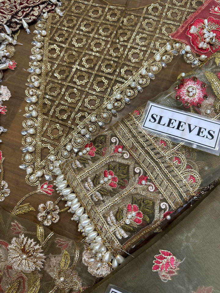 Crimson Organza Suit-Aarasta