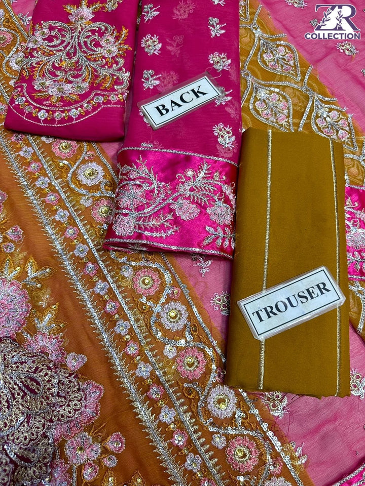 Crimson Chiffon Suit-Aarasta