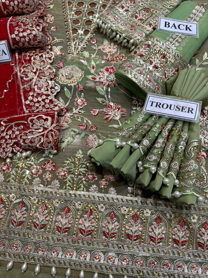 Crimson Organza Suit-Aarasta