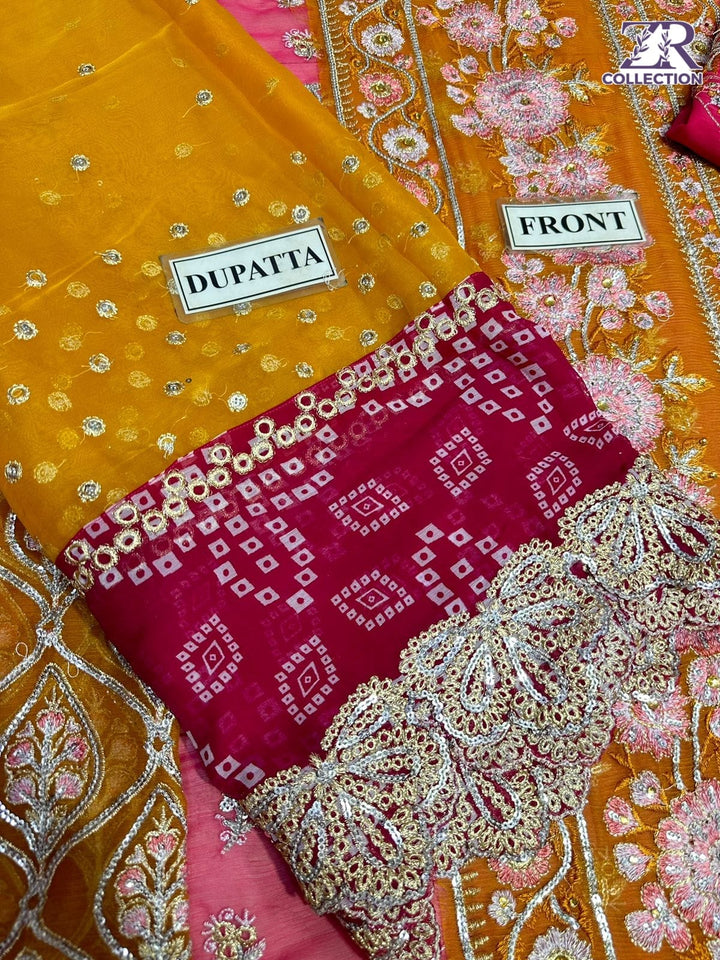 Crimson Chiffon Suit-Aarasta