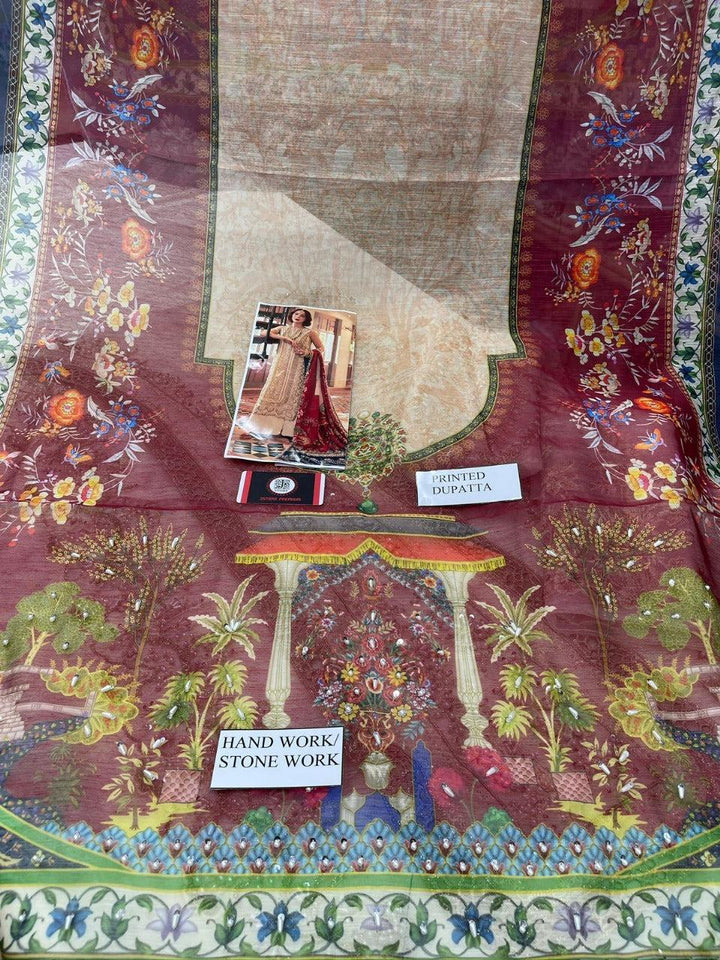 Crimson Organza Suit-Aarasta