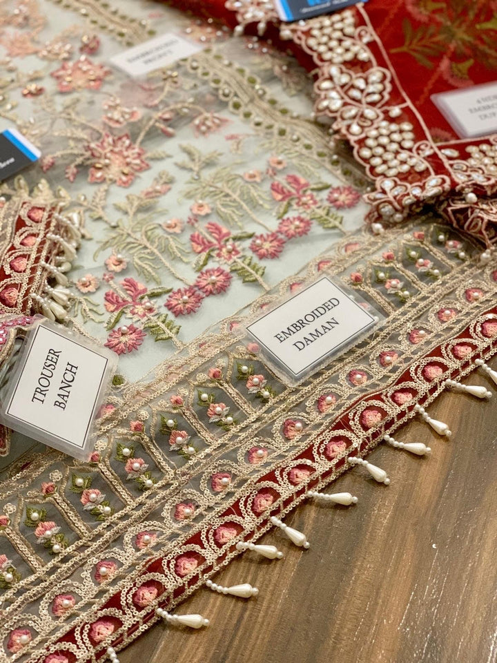 Crimson Organza Suit-Aarasta