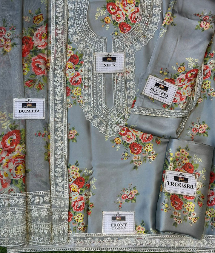 Cross Stitch Raw Silk Suit-Aarasta