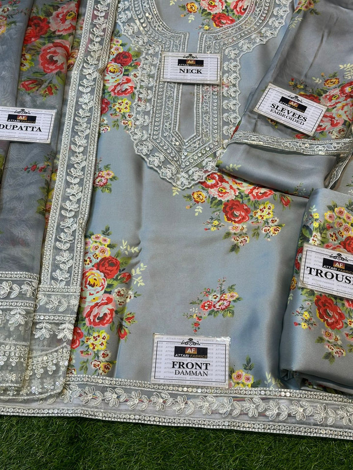 Cross Stitch Raw Silk Suit-Aarasta