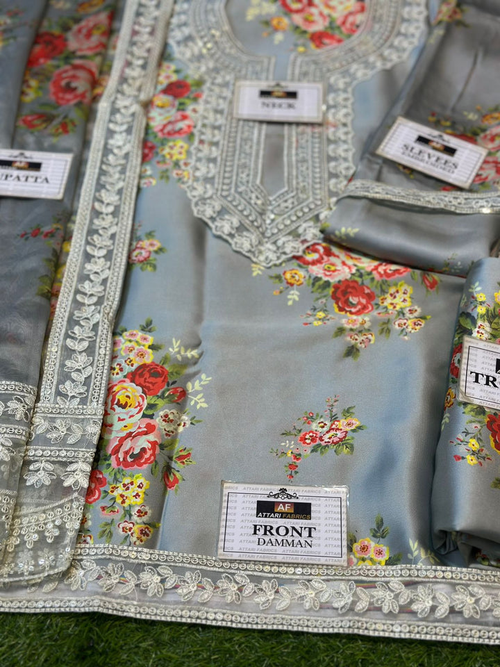 Cross Stitch Raw Silk Suit-Aarasta