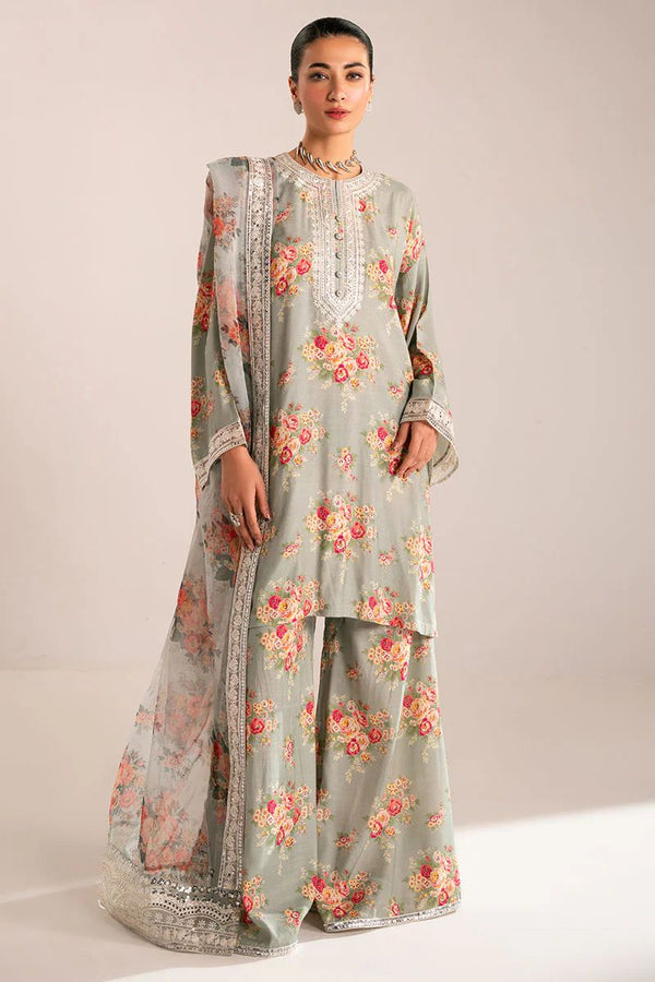 Cross Stitch Raw Silk Suit-Grey-Silk-Aarasta