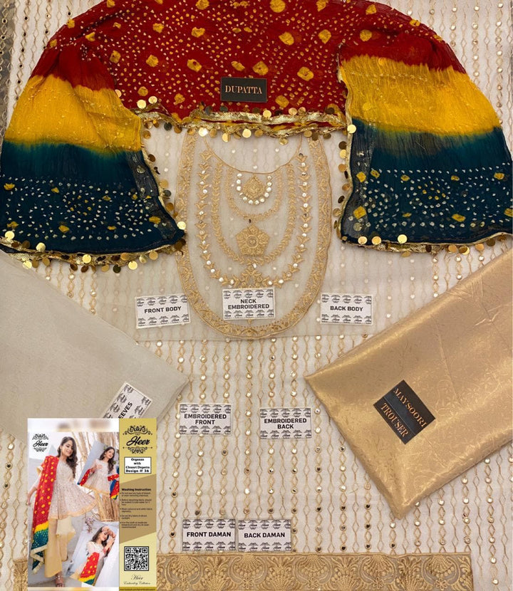 Dholki Embroidered Organza Suit-Aarasta