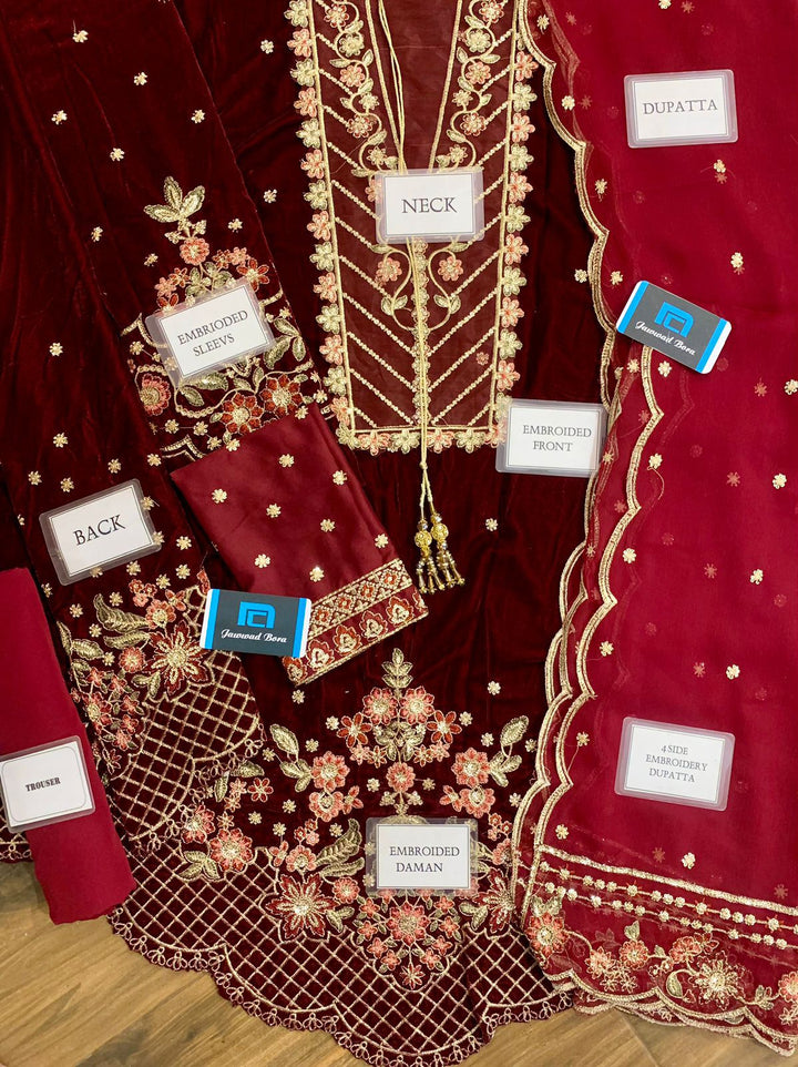 Emaan Adeel Velvet Suit-Aarasta