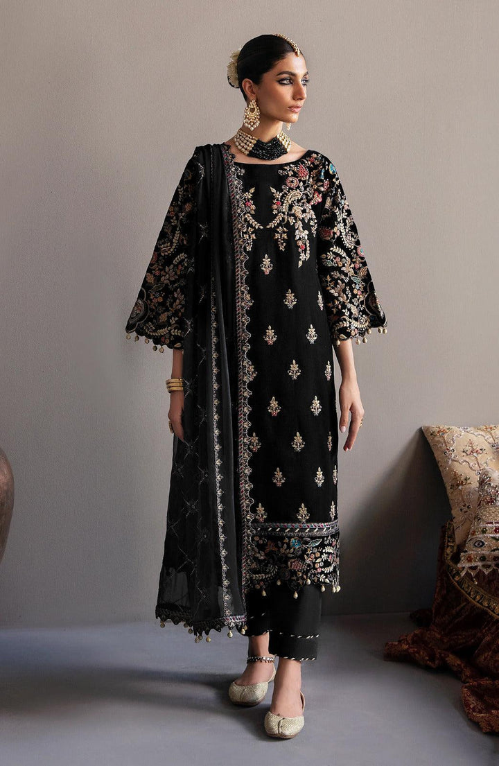 Emaan Adeel Velvet Suit-Black-Velvet-Aarasta