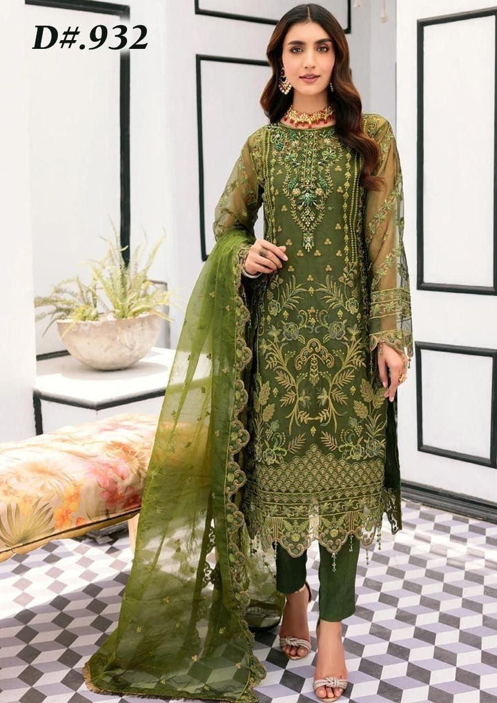 Emaan Adeel Organza Suit-Green-Organza-Aarasta