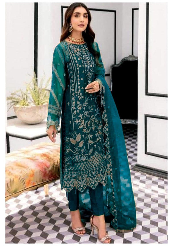 Emaan Adeel Organza Suit-Green-Organza-Aarasta