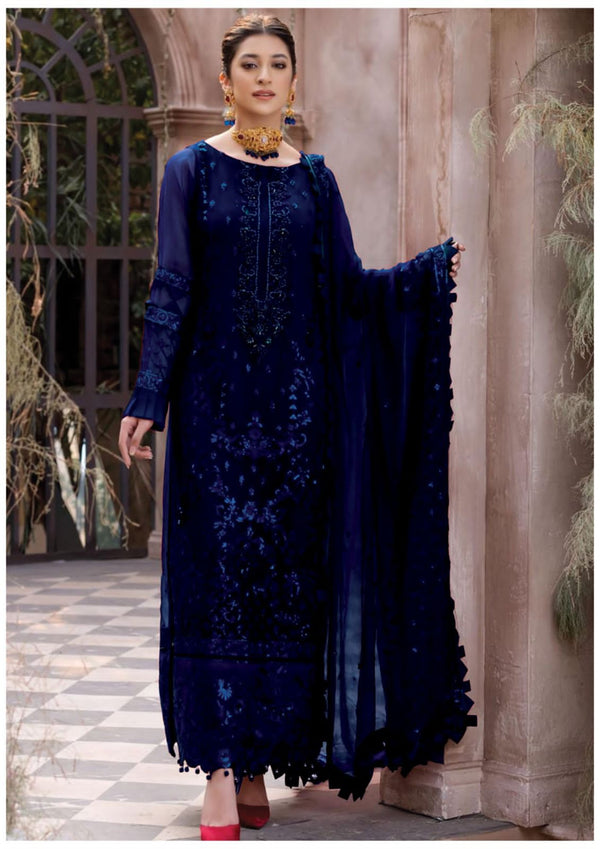 Emaan Adeel Chiffon Suit-Navy-Chiffon-Aarasta