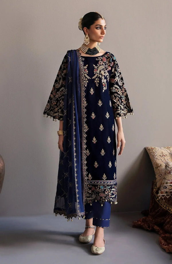Emaan Adeel Chiffon Suit-Navy-Chiffon-Aarasta