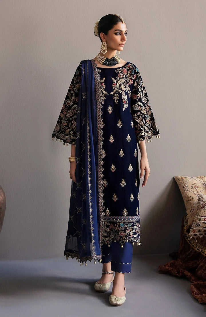 Emaan Adeel Chiffon Suit-Navy-Chiffon-Aarasta