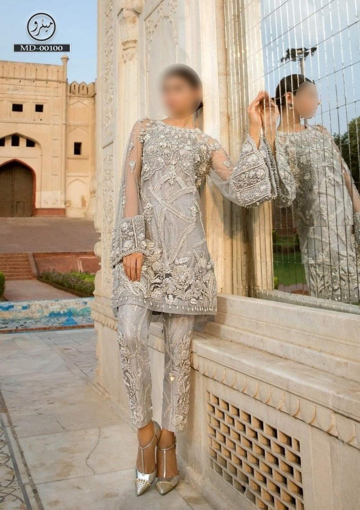 Erum Khan Net Suit-Grey-Net-Aarasta