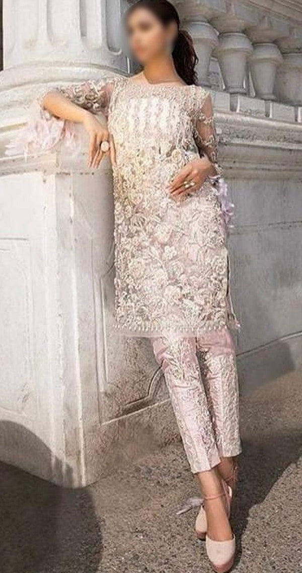 Erum Khan Net Suit-White-Net-Aarasta