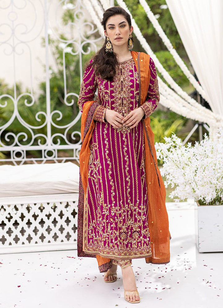 Farah Talib Aziz Chiffon Suit-Rust-Chiffon-Aarasta