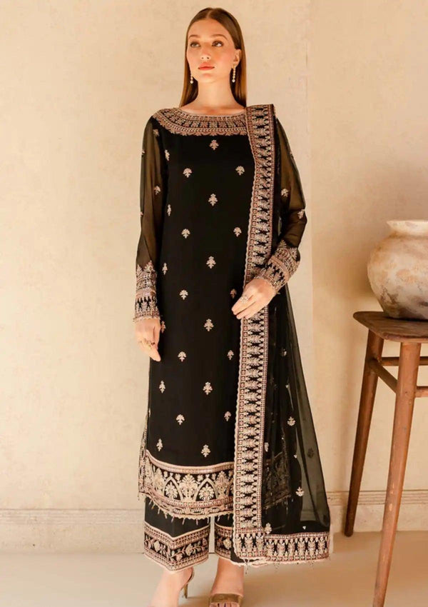 Farasha Chiffon Suit-Black-Chiffon-Aarasta