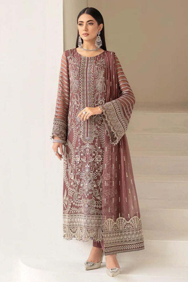Flossie Chiffon Suit-Brown-Chiffon-Aarasta