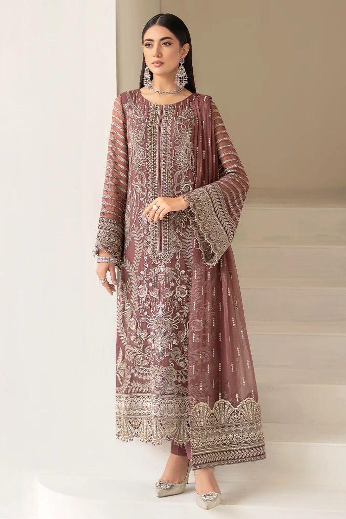 Flossie Chiffon Suit-Brown-Chiffon-Aarasta