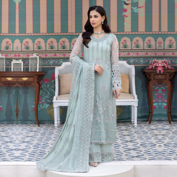 Flossie Organza Suit-Ferozi-Organza-Aarasta