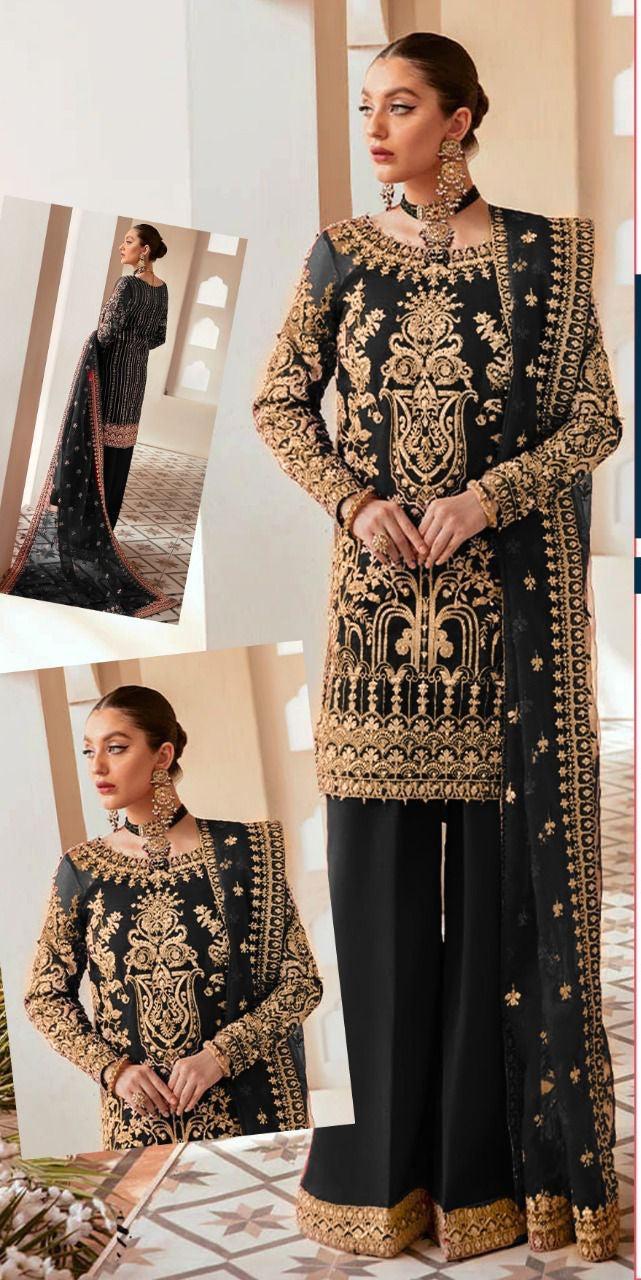 Gulaal Chiffon Suit-Black-Chiffon-Aarasta
