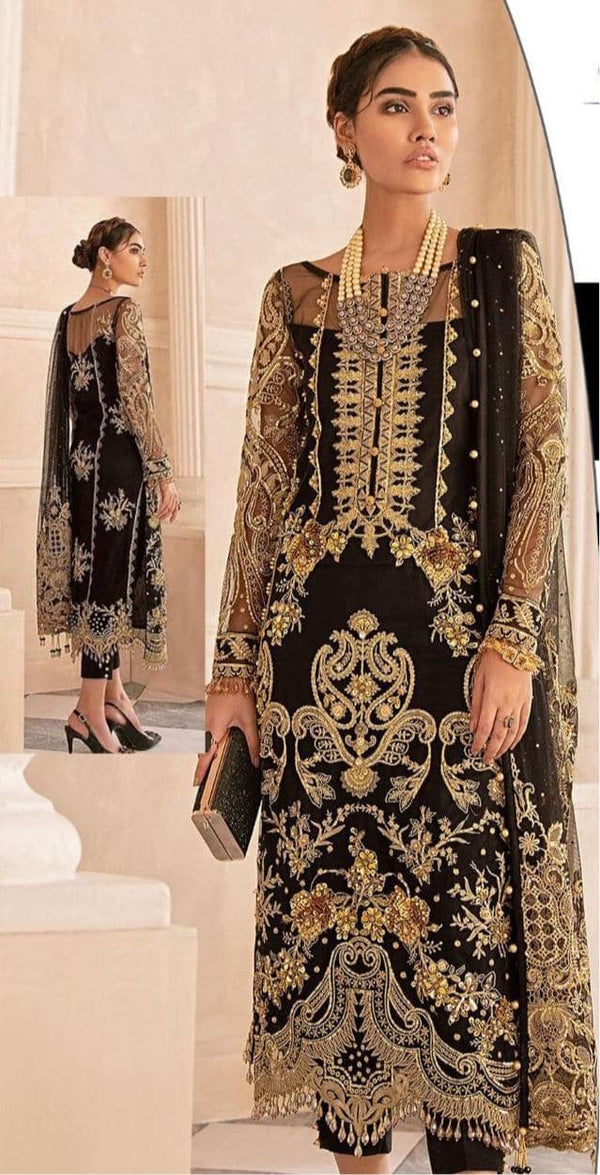 Gulaal Chiffon Suit-Black-Chiffon-Aarasta